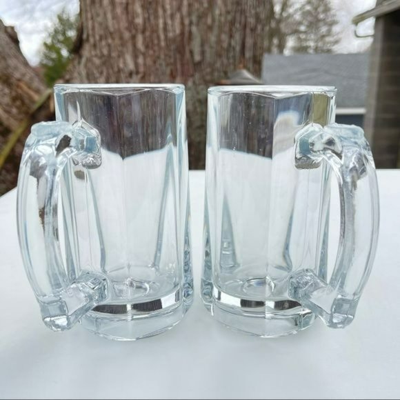 Set of Two Heavy Duty Beer Clear Glass‎ Mug - Picture 2 of 8